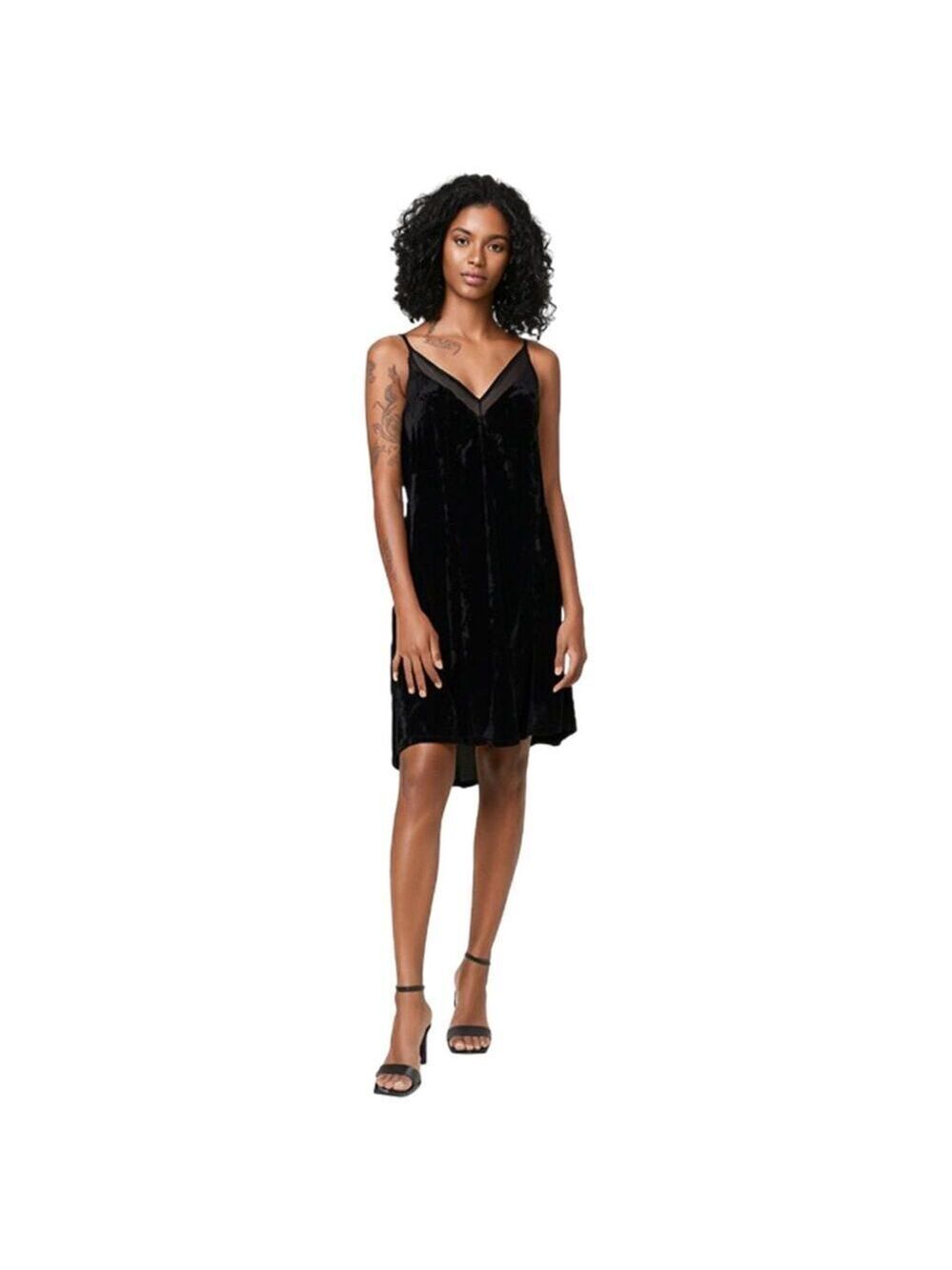 Velvet Black Spaghetti Strap Slip Dress Size M